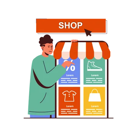 Mobile shopping  Illustration