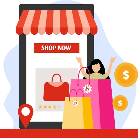 Mobile Shopping  Illustration