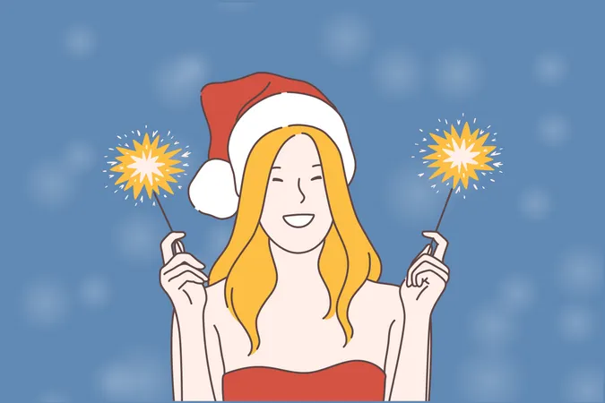 Mulher comemorar o natal  Ilustração