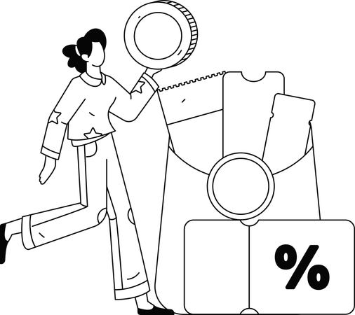 Mulher fazendo compras com cupom de desconto-01new  Ilustração