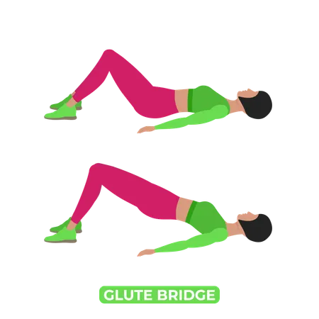 Mulher fazendo ponte de glúteos  Ilustração