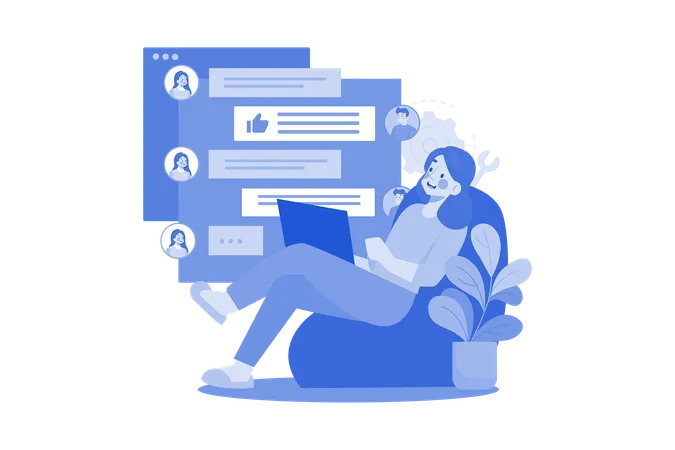 Freelancer feminina trabalhando em casa  Ilustração