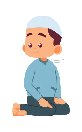 Muslim boy doing namaz  Illustration