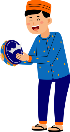 Muslim man beating drum  Illustration