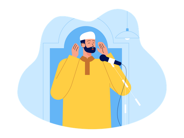 Muslim man doing muslim prayer  Illustration