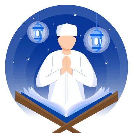Muslim Man Doing Muslim Prayer  Illustration