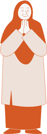 Muslimische Oma begrüßt  Illustration