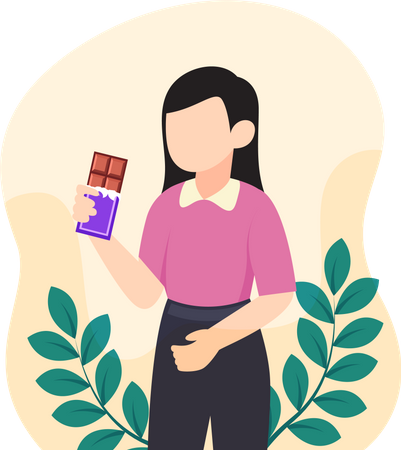 Niña comiendo chocolate  Ilustración
