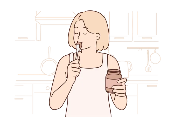 Niña comiendo chocolate  Ilustración