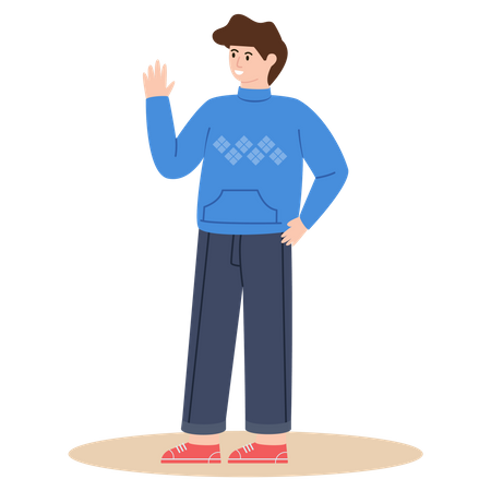 Niño agitando su mano  Ilustración
