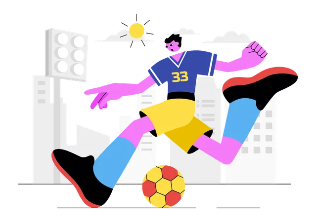 Niño participa en deportes de fútbol  Ilustración