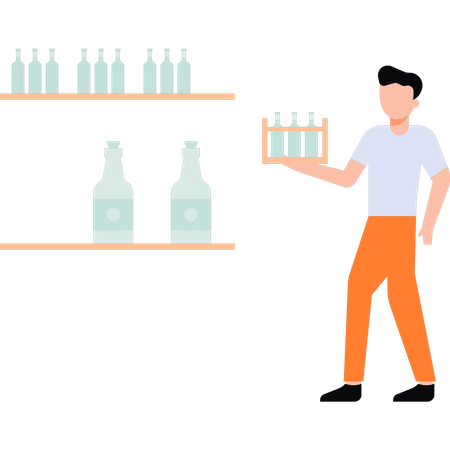 Niño sirviendo alcohol  Ilustración
