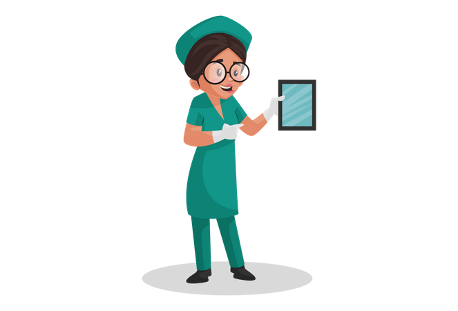 Nurse promoting digitalization in medical field  Illustration
