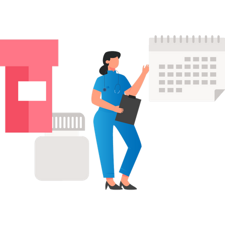 Nurse showing calendar  Illustration