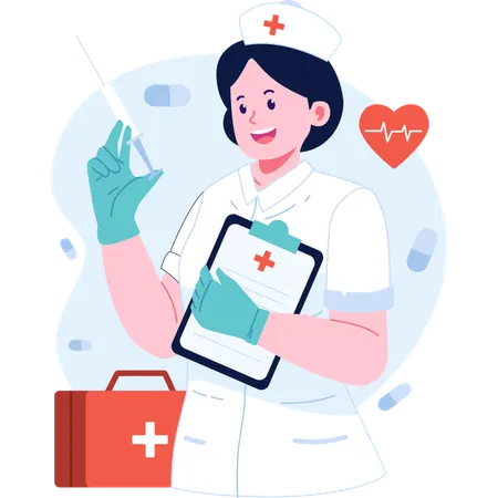 Nurse with injection  Illustration