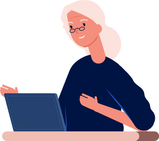 Oma spricht per Videoanruf  Illustration