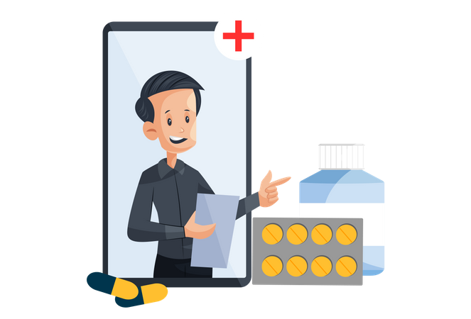 Online-Arztkonsultation für Medizin  Illustration