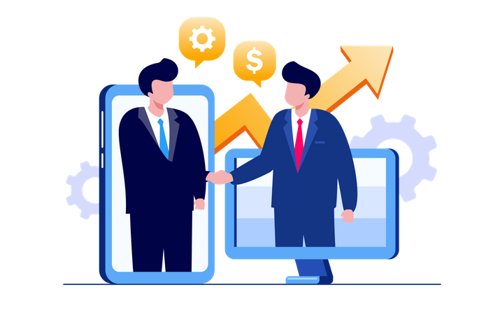 Online Business Partnership  イラスト