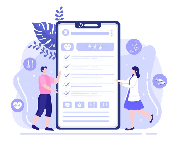 Online health checkup  Illustration