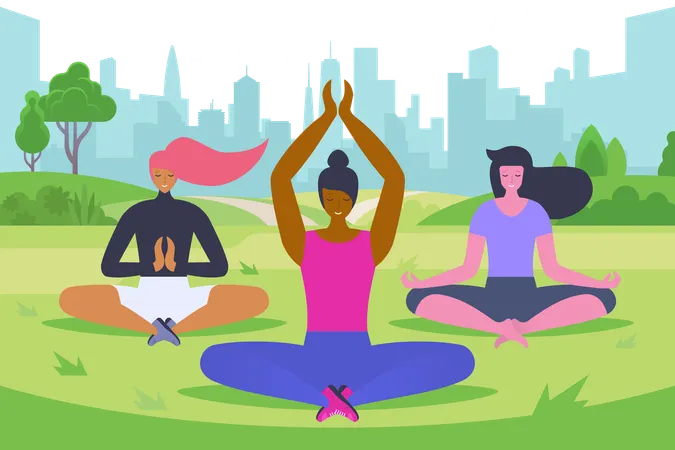 Outdoor yoga class  Illustration