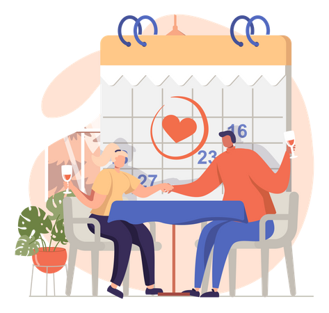 Paar bei einem romantischen Date  Illustration