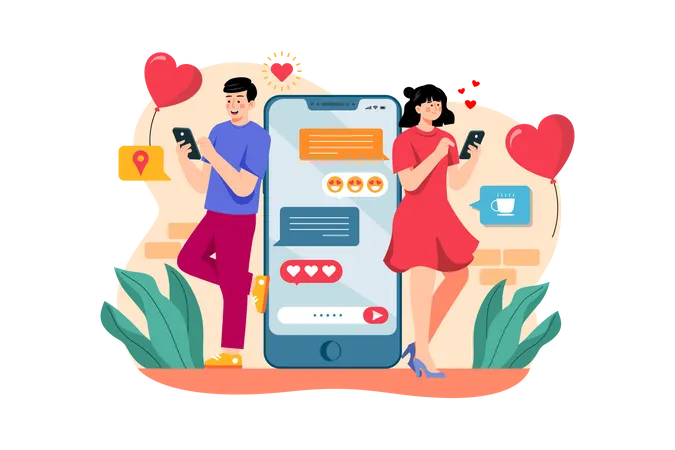 Paar chatten online  Illustration