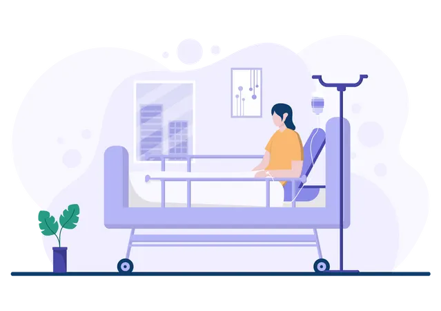 Paciente do sexo feminino internada no hospital  Ilustração