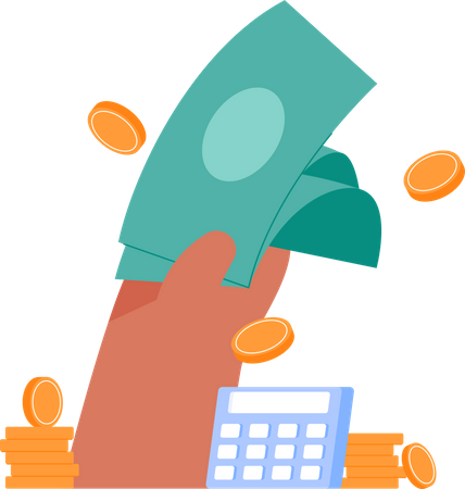 Paiement en espèces à la main  Illustration