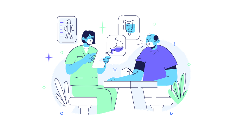 Patient screening by Gastroenterologist  Illustration