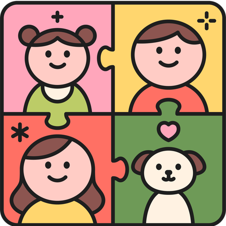 Peça de quebra-cabeça familiar  Ilustração