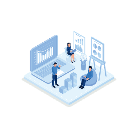 People analyzing stock market data and planning investment strategy  일러스트레이션