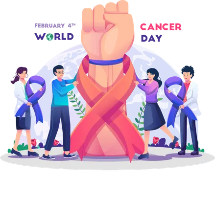 People and doctor flight for cancer  Illustration