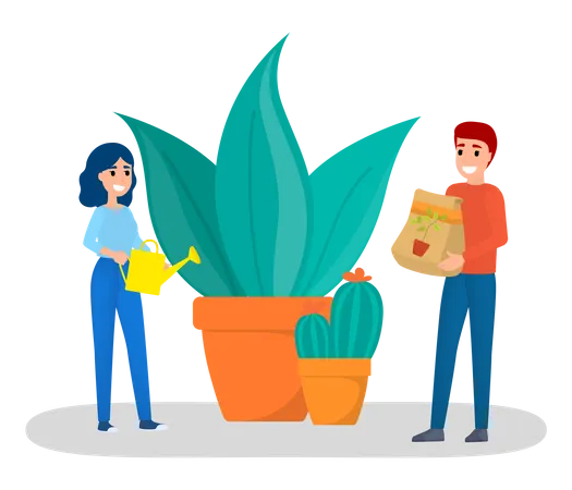 People doing organic farming  Illustration