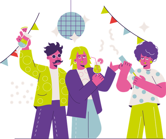 パーティーを楽しむ人々  イラスト
