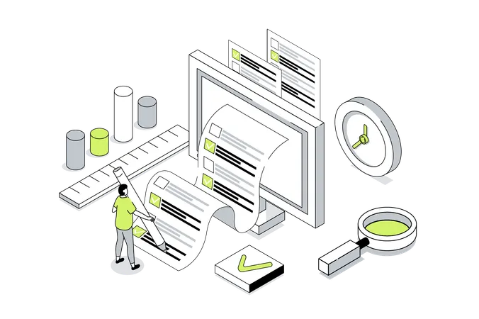 People giving feedback and evaluation  Illustration