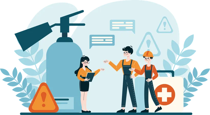 People giving safety training  Illustration