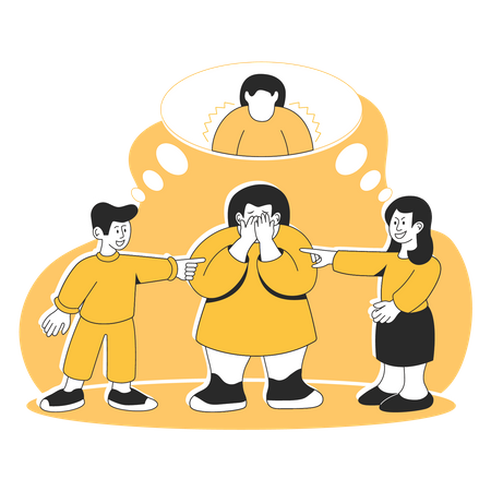 People laughing at fat woman  Illustration