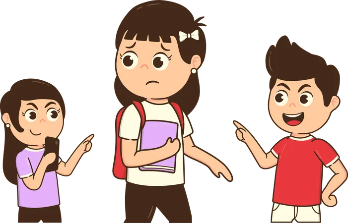 少女の試験失敗に人々は笑う  イラスト