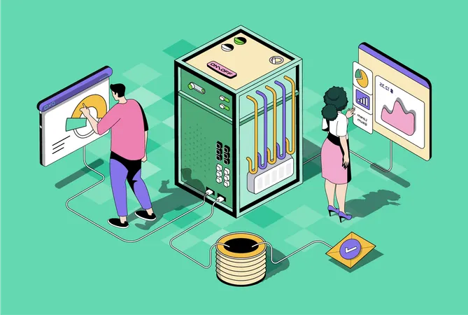 People monitoring Data center  Illustration