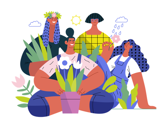 People planting plant  Illustration