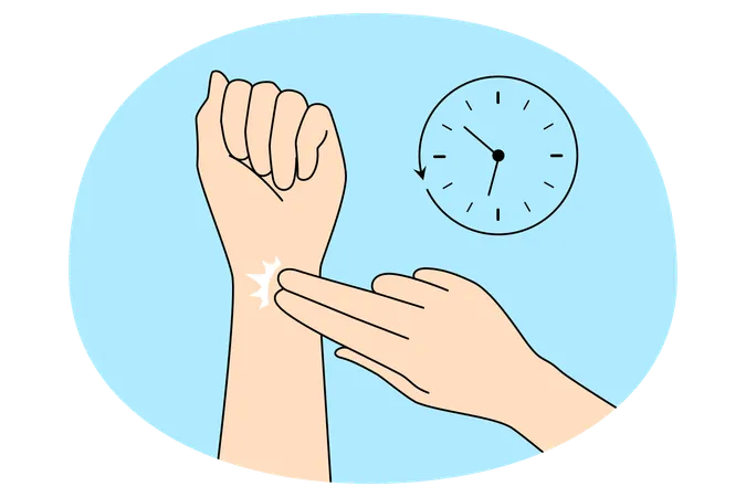Person check radial pulse on wrist  Illustration