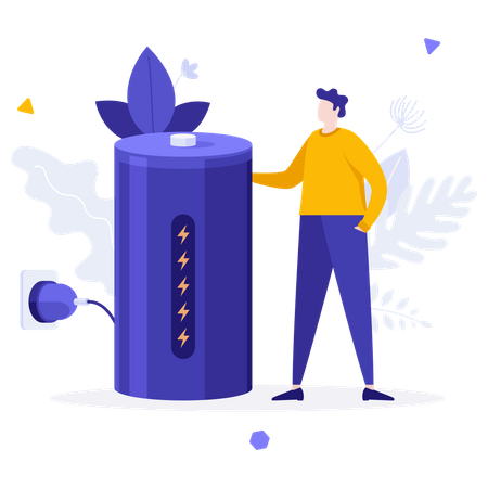 Person Holding Charged Battery  Illustration