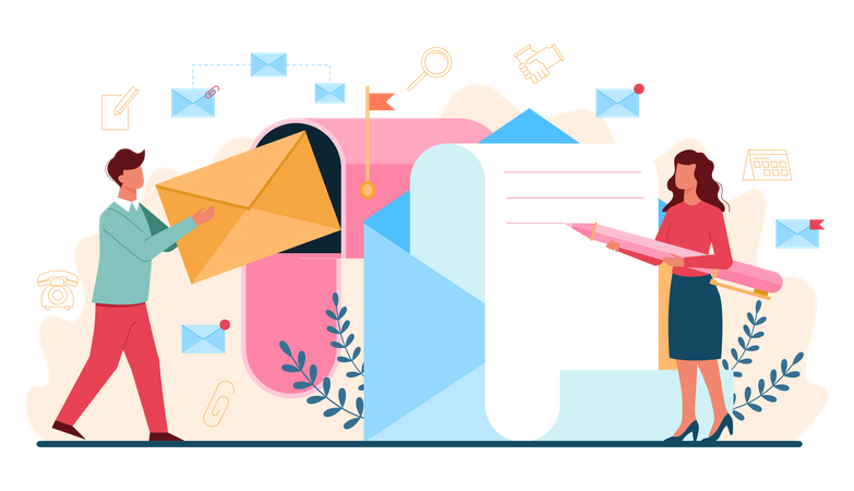 Personal assistant checking mail  일러스트레이션