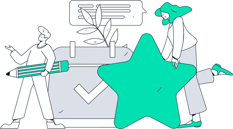 Personas que trabajan en la gestión de agenda  Ilustración