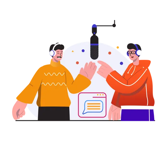 Podcast record studio  イラスト