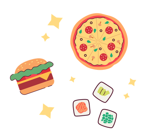 Popular fast food menu items  Illustration