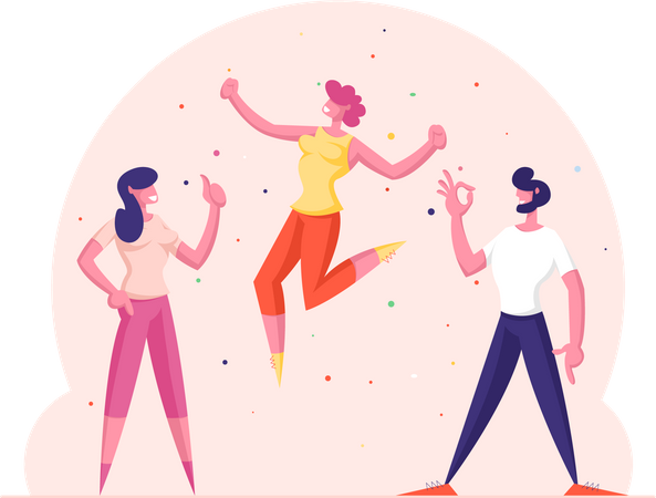 Feier mit positivem Feedback  Illustration