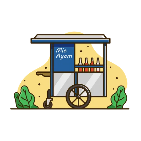 Chariot de nouilles au poulet  Illustration