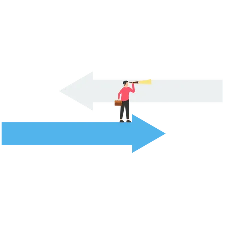 Visão para ver a previsão da direção do negócio  Ilustração