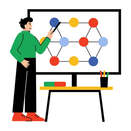 Profesor enseñando matemáticas en una conferencia  Ilustración